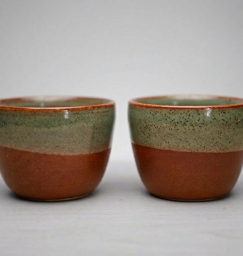 Sage & Terracotta Cups — Pair