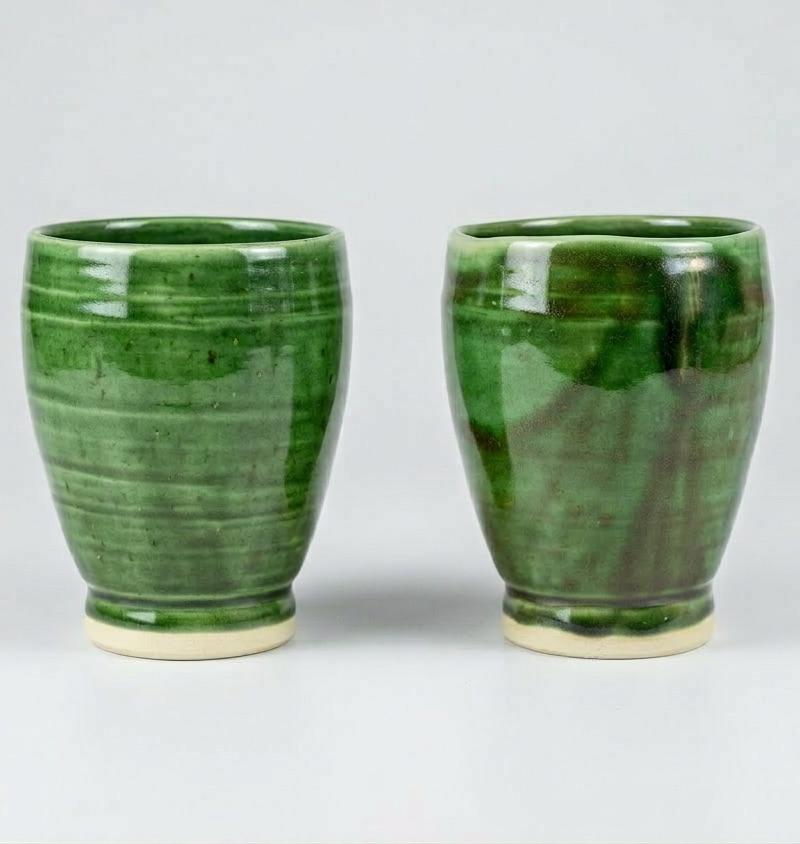 Deep Green Cups — Pair