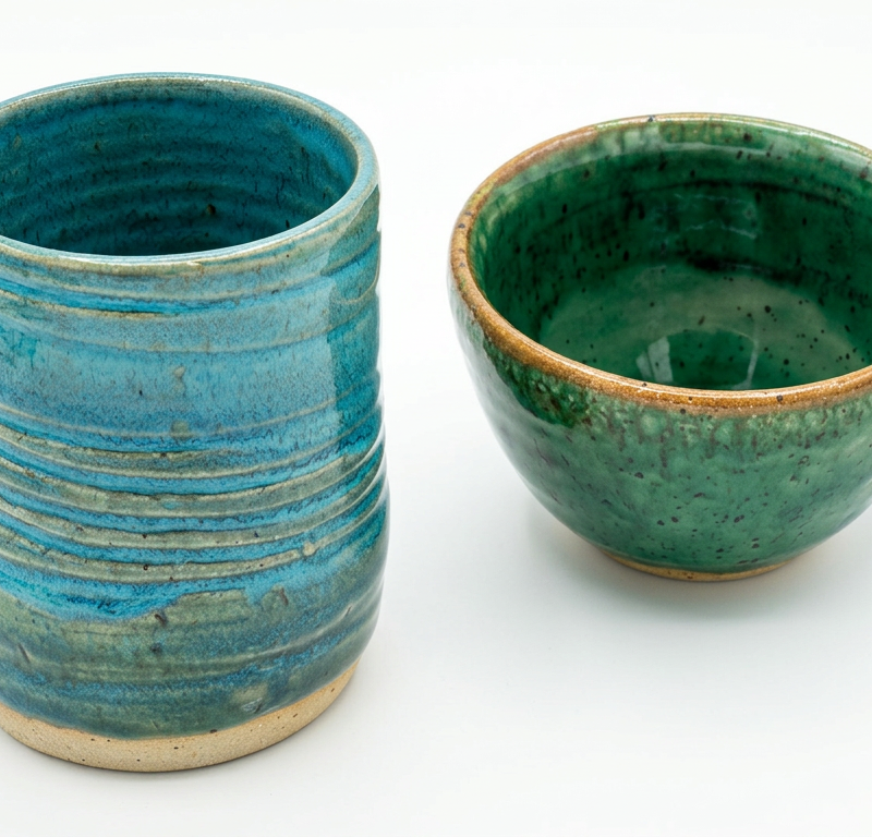 Teal Tumbler & Green Bowl