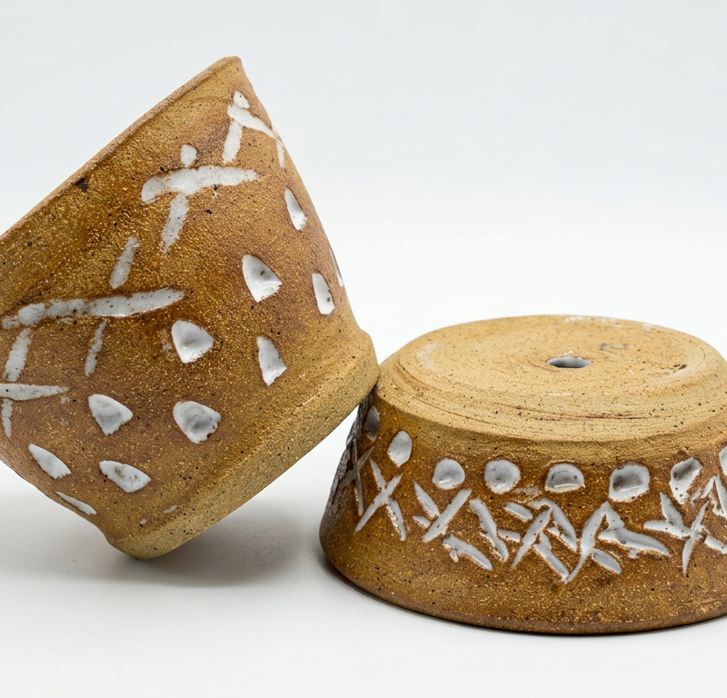 Carved Stoneware Planters