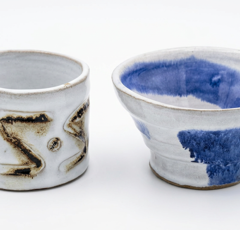 White & Blue Vessels
