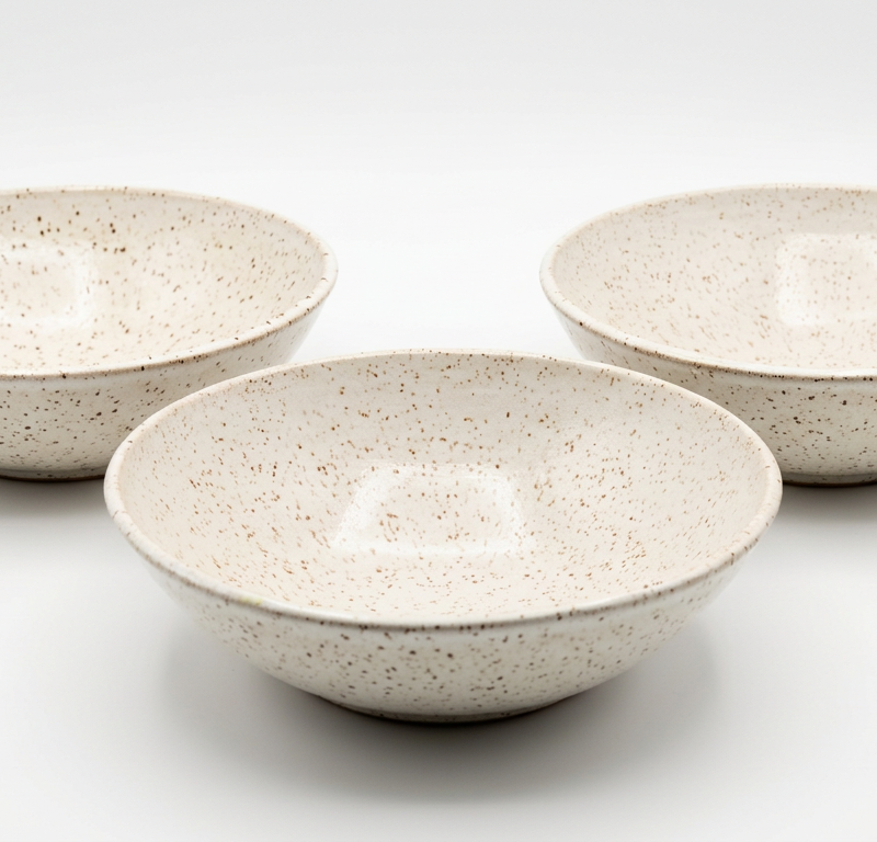Speckled White Bowls — Trio